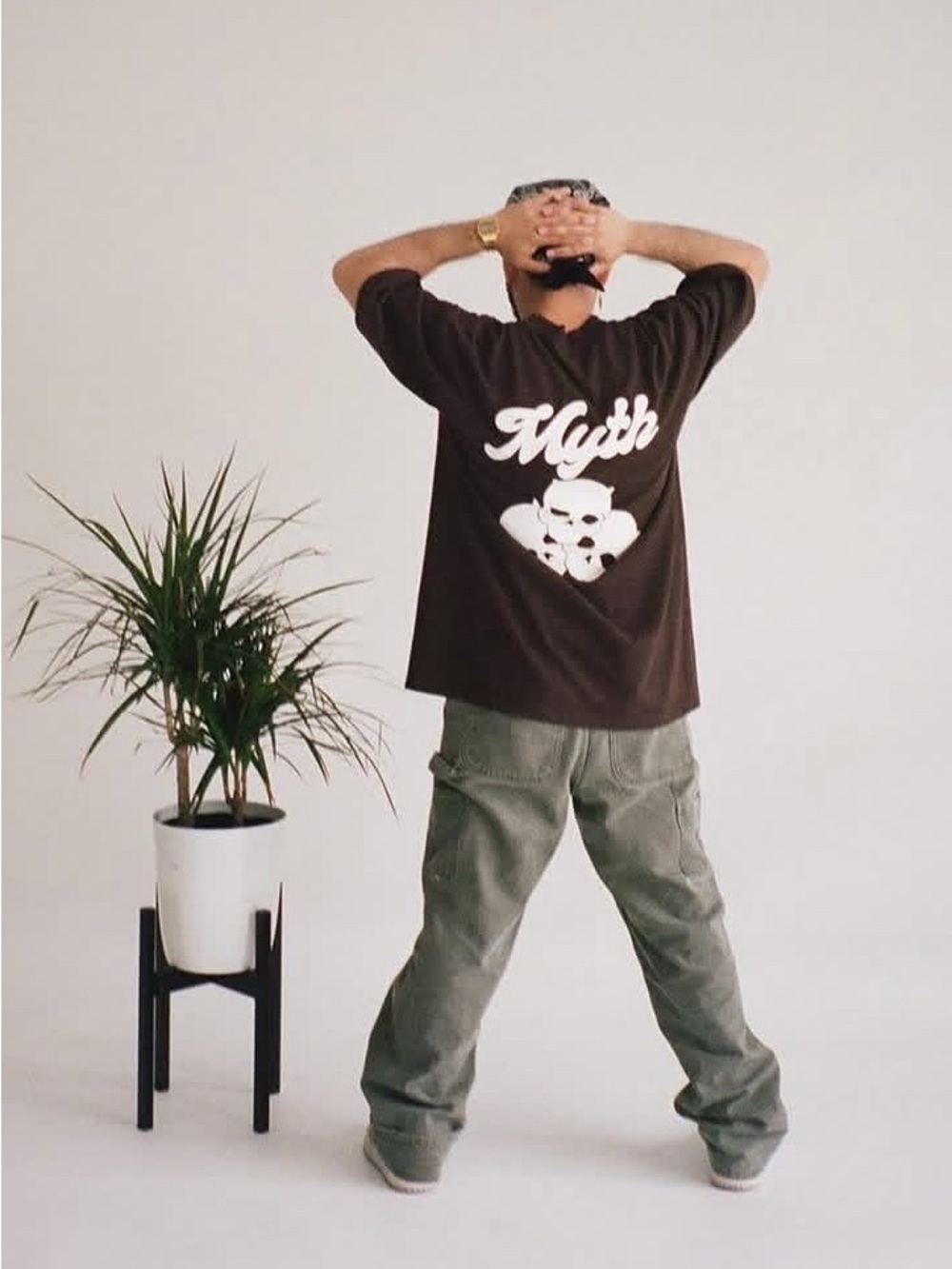 Myth NYC Brown Oversized Skull Graphic T-Shirt Size Large